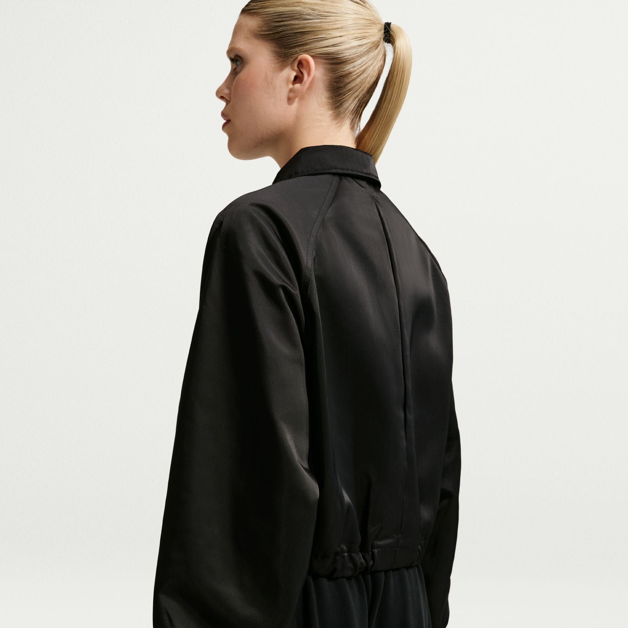 Nike Womens Oversized Satin Coaches Jacket 'Black'