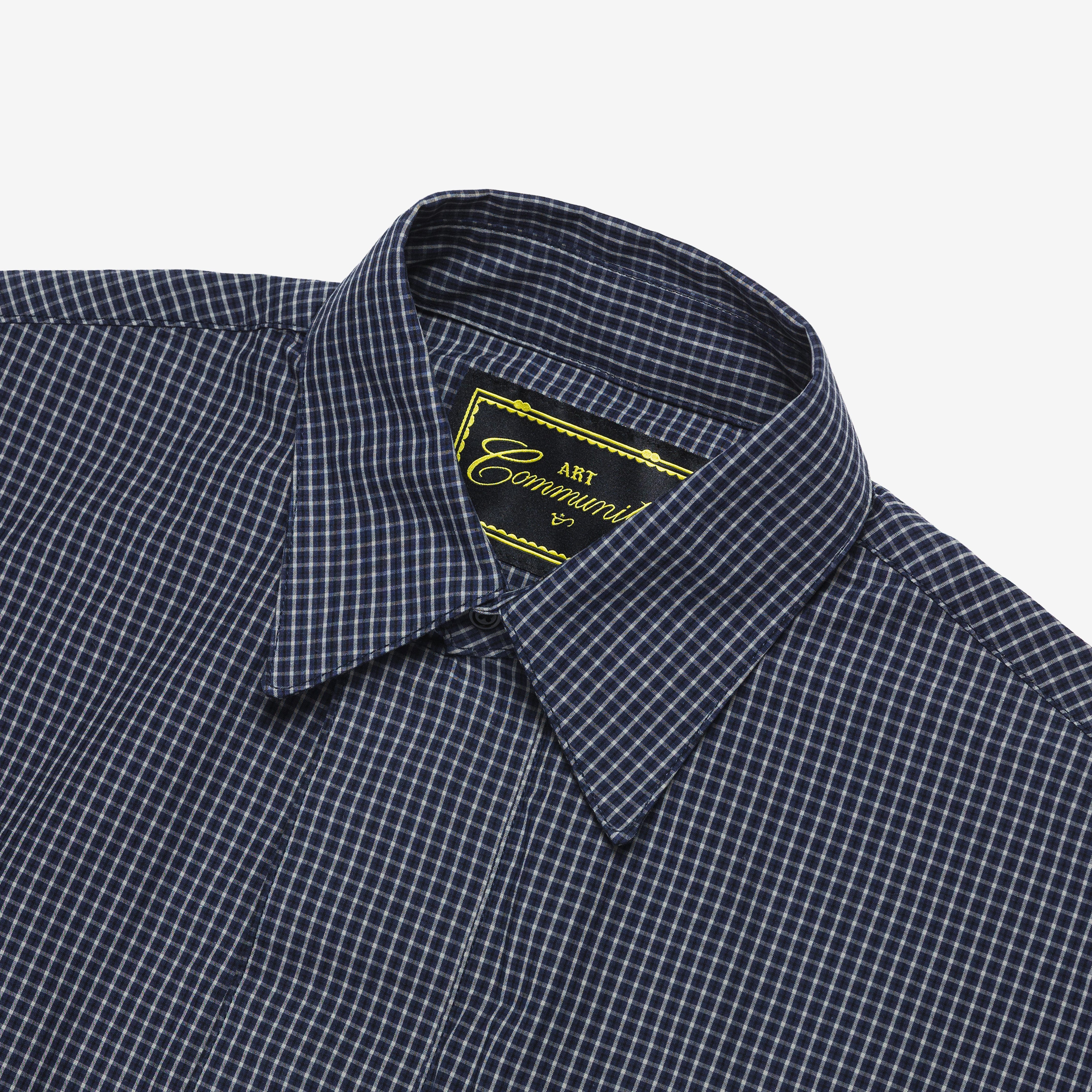 Art Community Japanese 3/4 Short Sleeve Shirt 'Blue Plaid