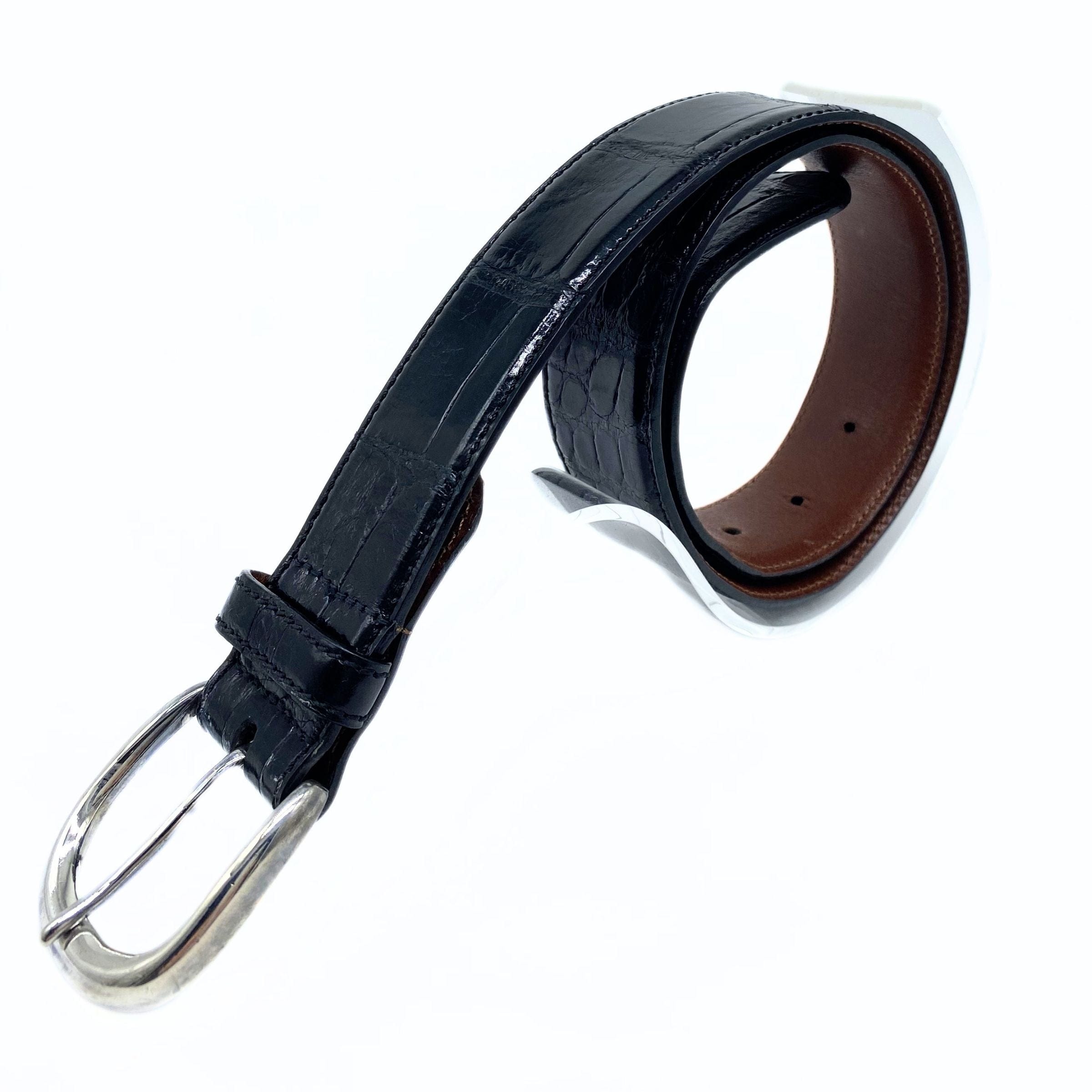 Polo Ralph Lauren Black Alligator Silvertone Hardware Belt