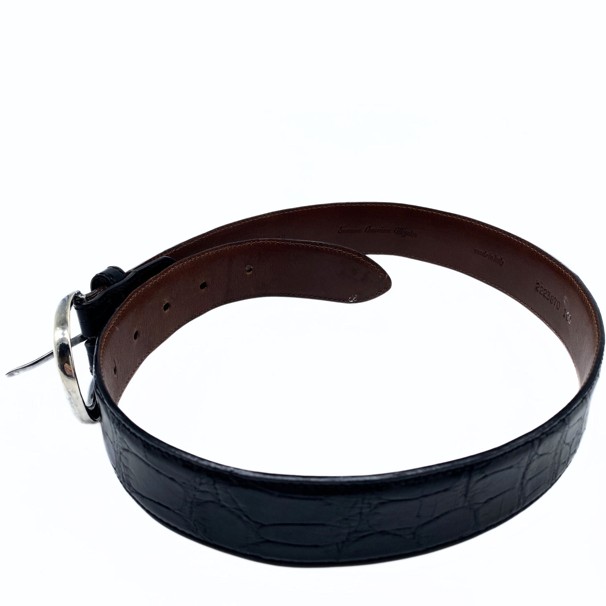 Polo Ralph Lauren Black Alligator Silvertone Hardware Belt