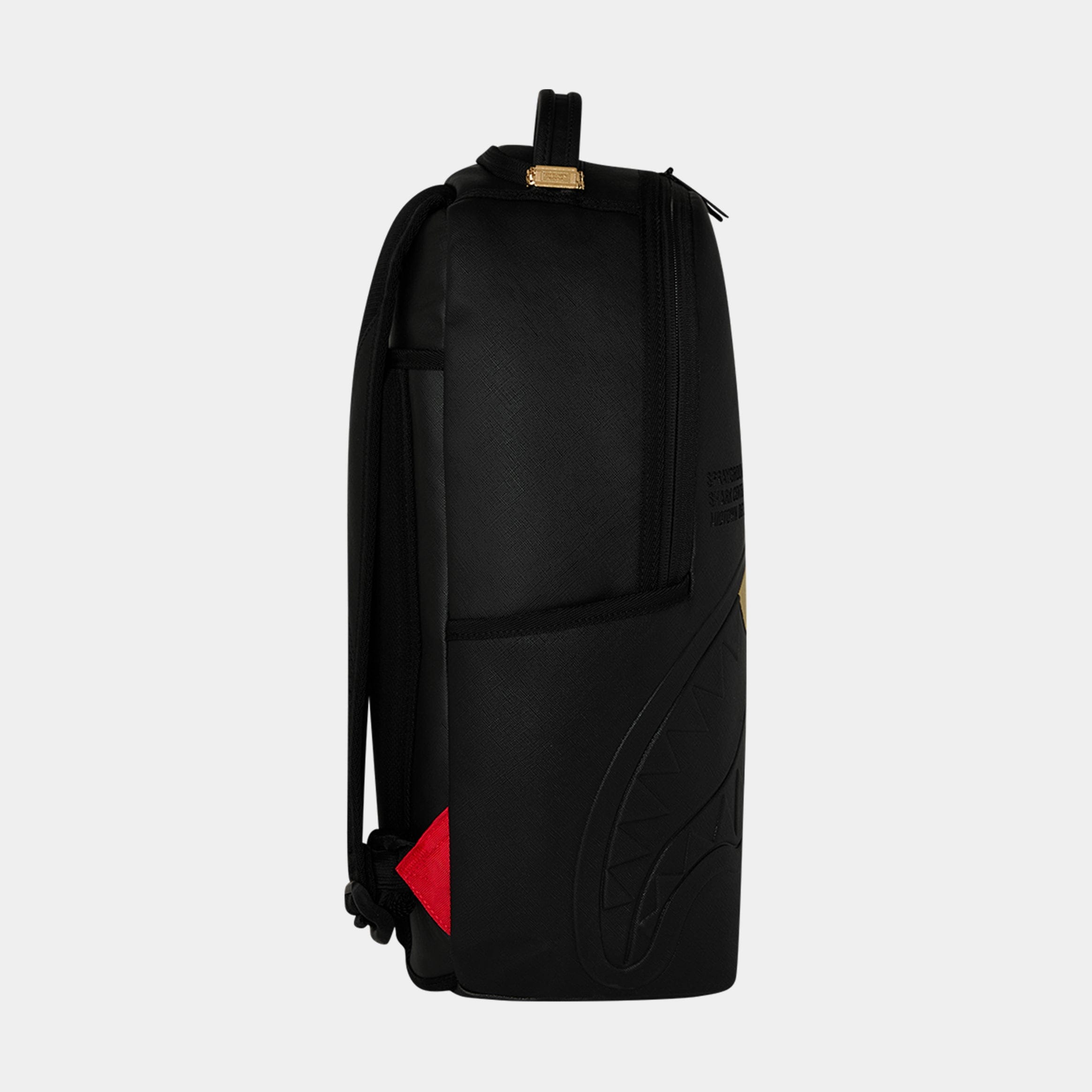 Sprayground Blacked Out Embossed Gold Tooth Mens Backpack (Black/Gold)