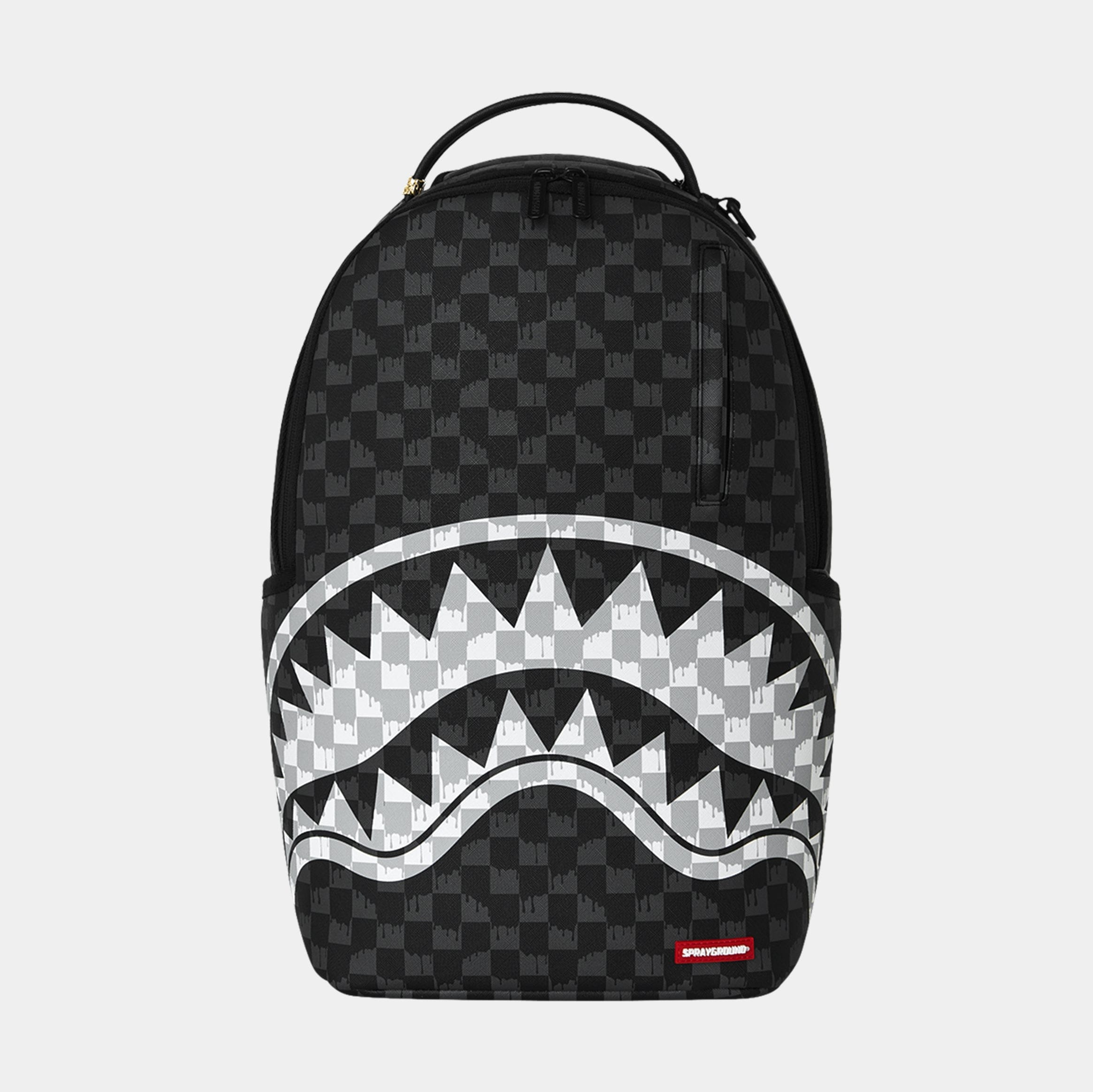 Sprayground Drip Check Shark Mens Backpack (Black/White)