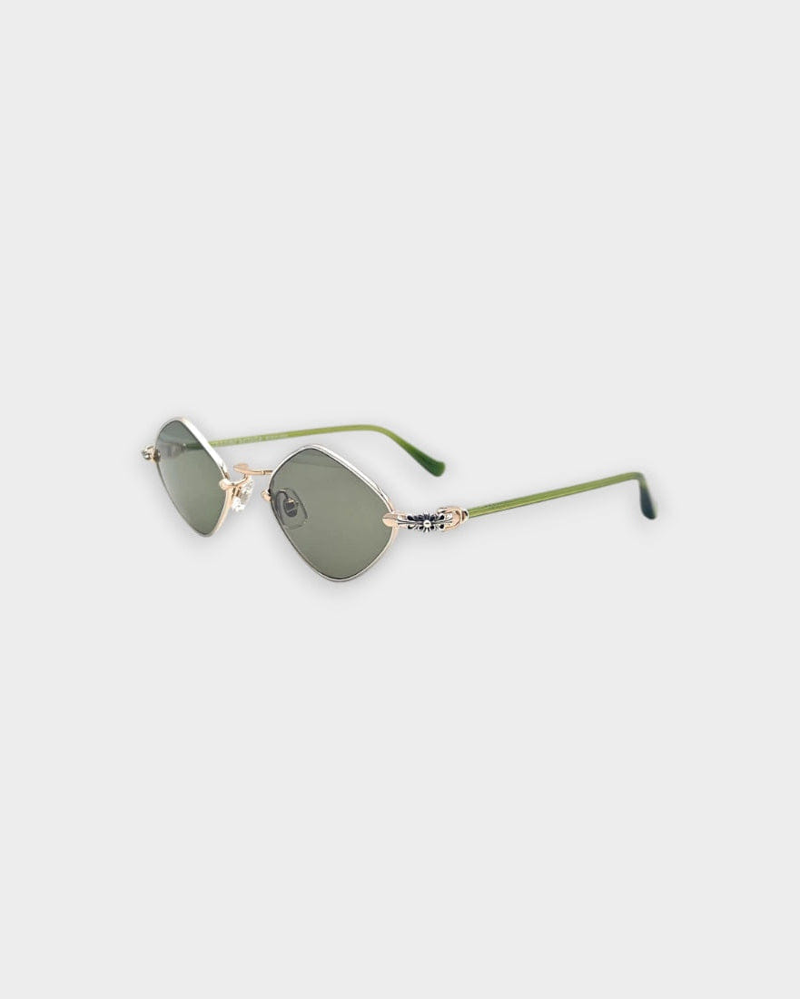 Chrome Hearts Diamond Dog - Shiny Silver / Gold / Dark Olive Sunglasses
