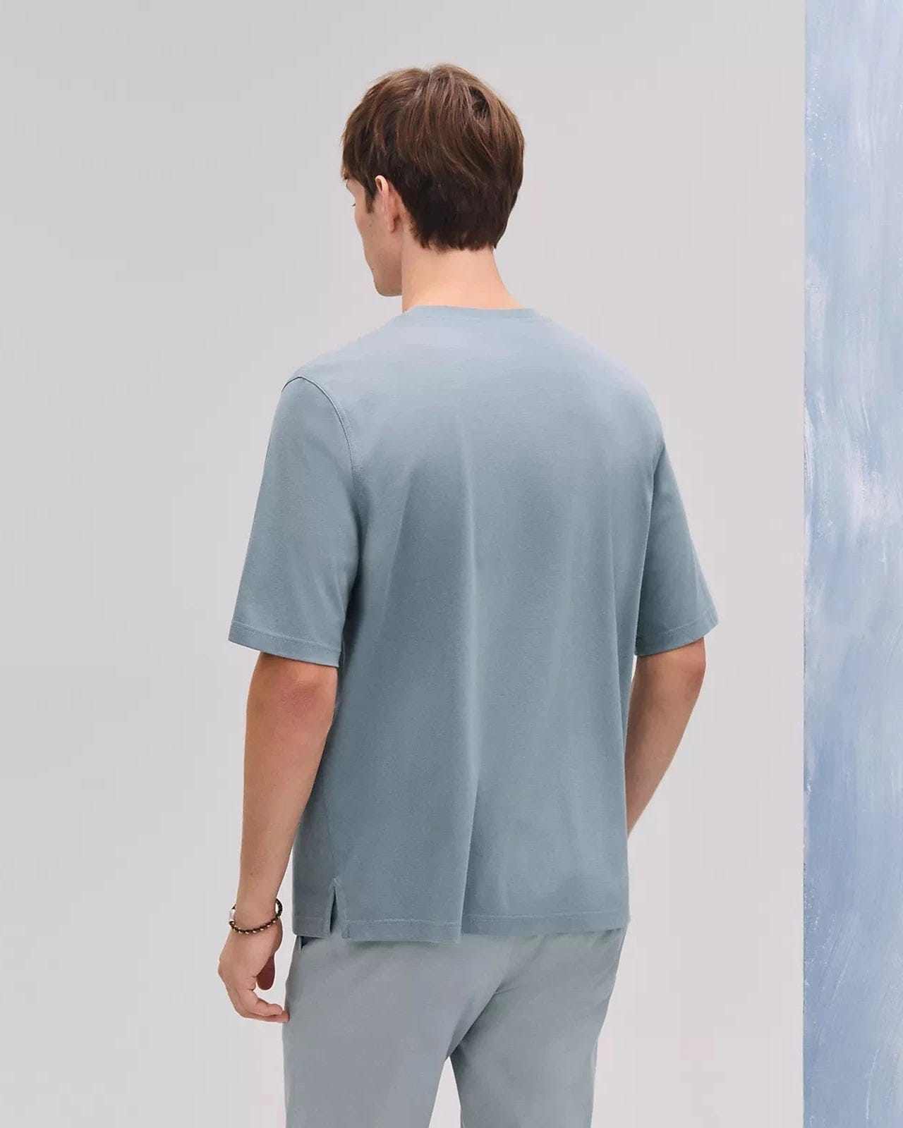 Hermes "H Puzzle" T-shirt with leather detail Eucalyptus
