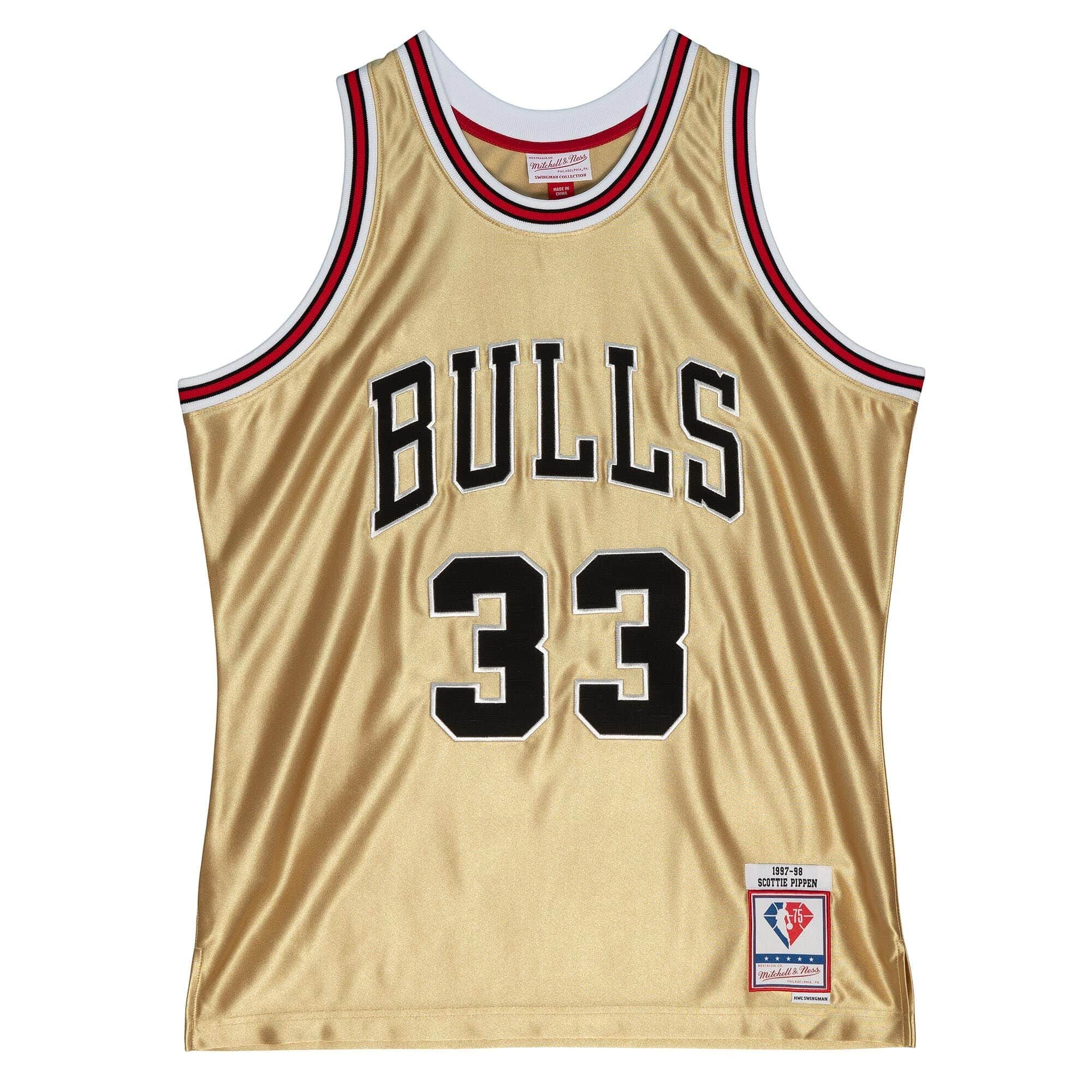 Mitchell & Ness 75th Anniversary Gold Swingman Scottie Pippen Chicago Bulls 1997-98 Jersey