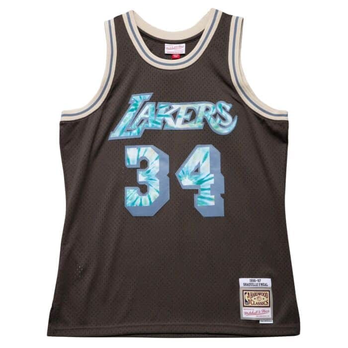 Mitchell & Ness Shaquille O'Neal 1996-97 Lakers Tie Dye Logo Hardwood Classic Swingman NBA Jersey
