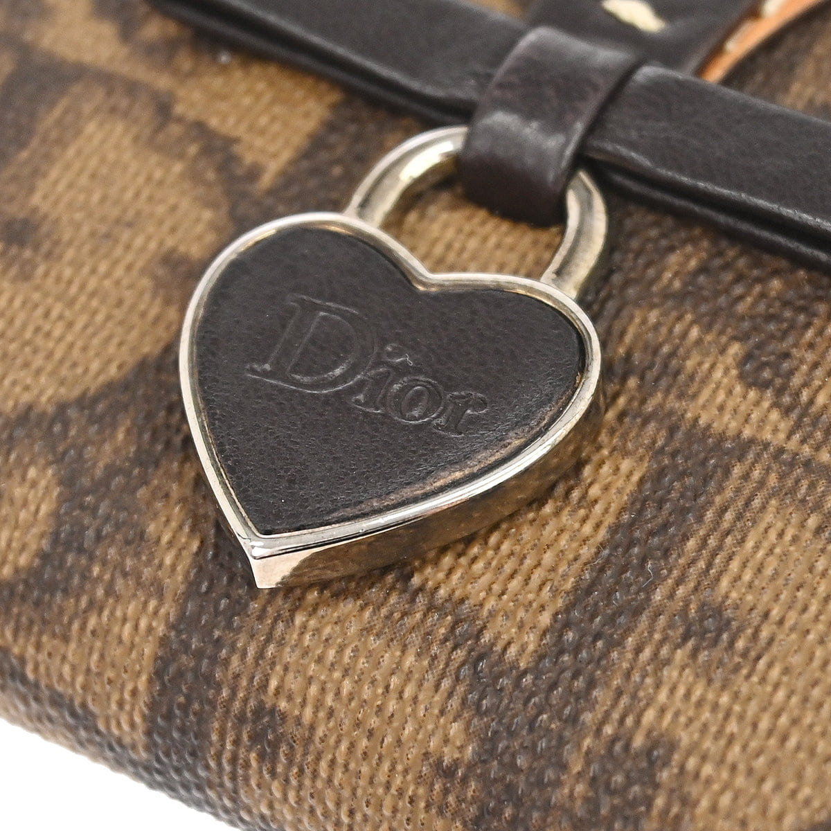 Christian Dior Brown Romantic Zip-Around Coin Purse Wallet