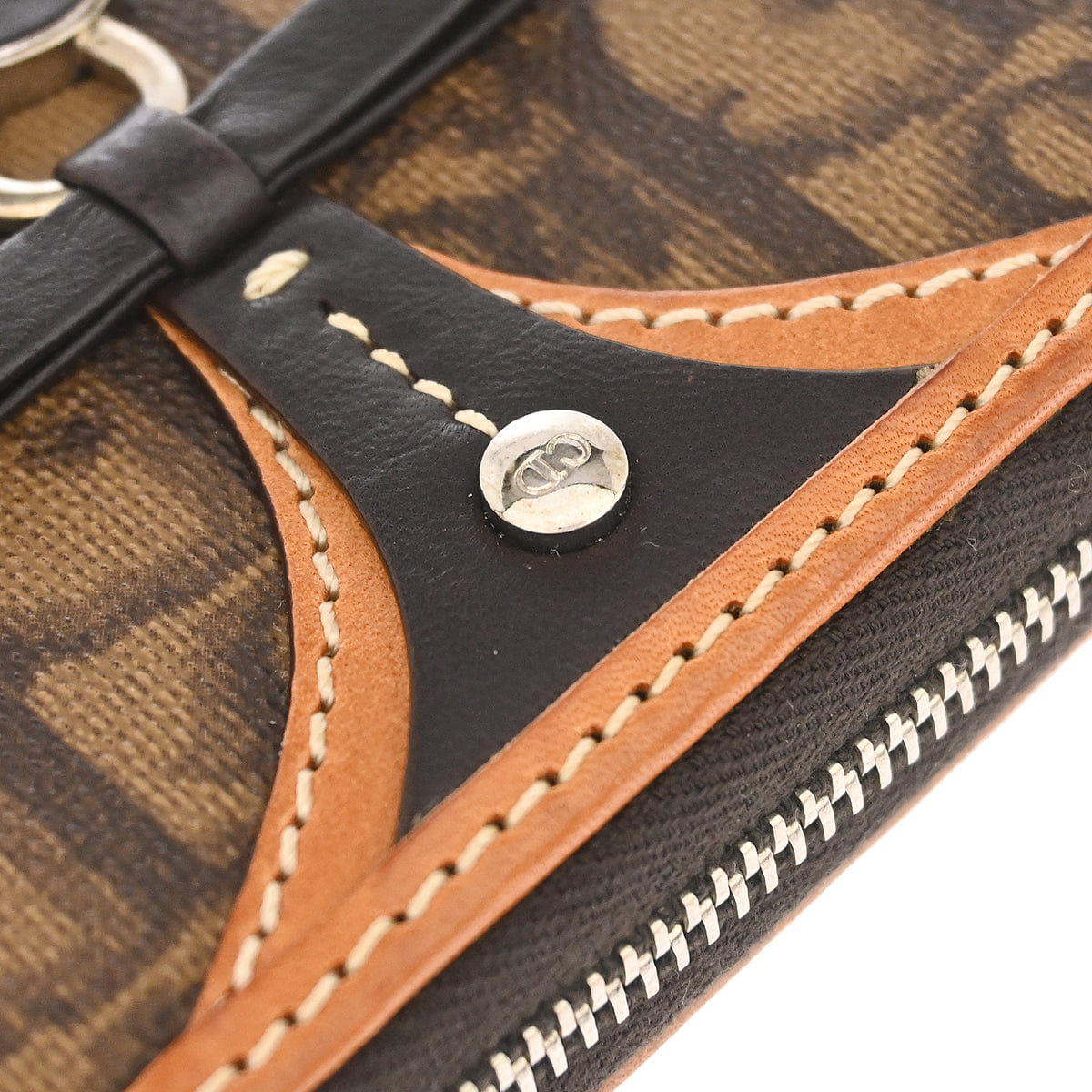 Christian Dior Brown Romantic Zip-Around Coin Purse Wallet