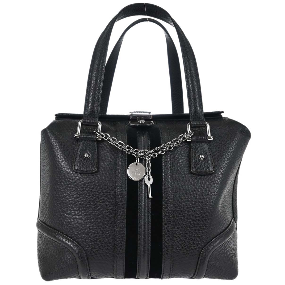 Gucci Black Leather Sherry Line Treasure Duffle Handbag