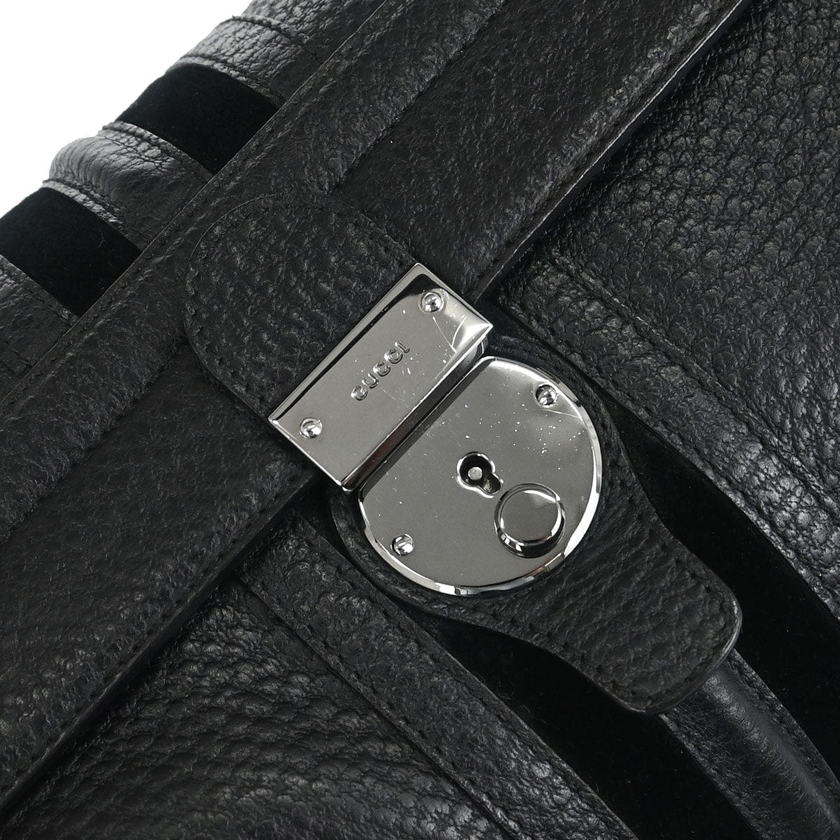 Gucci Black Leather Sherry Line Treasure Duffle Handbag