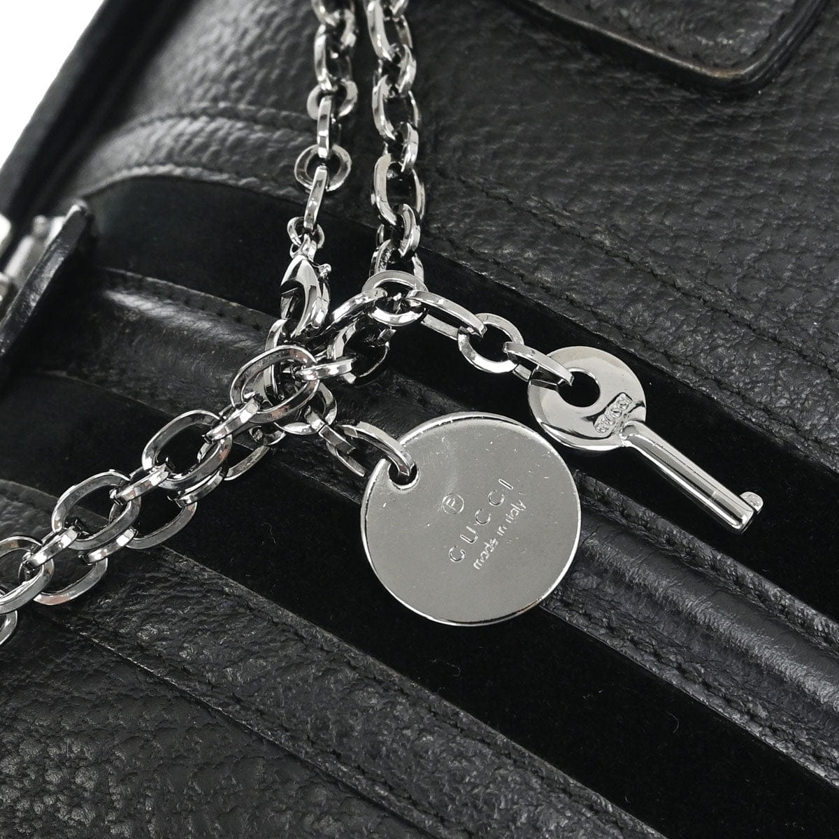 Gucci Black Leather Sherry Line Treasure Duffle Handbag