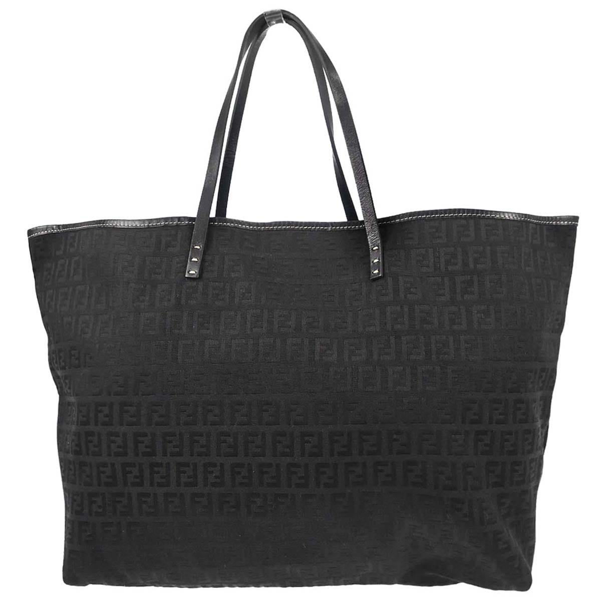 Fendi Black Canvas Zucchino Tote Bag