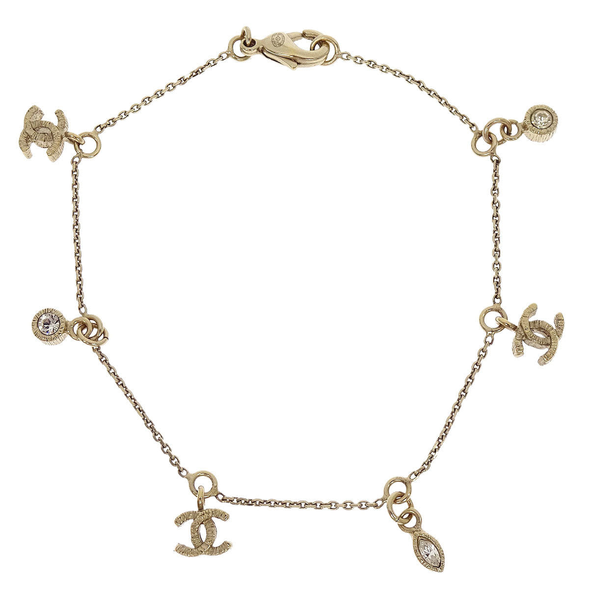 Chanel Rhinestone CC Chain Bracelet Gold 09A