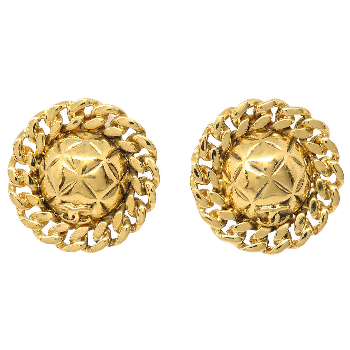 Chanel Button Clip-On Earrings Gold