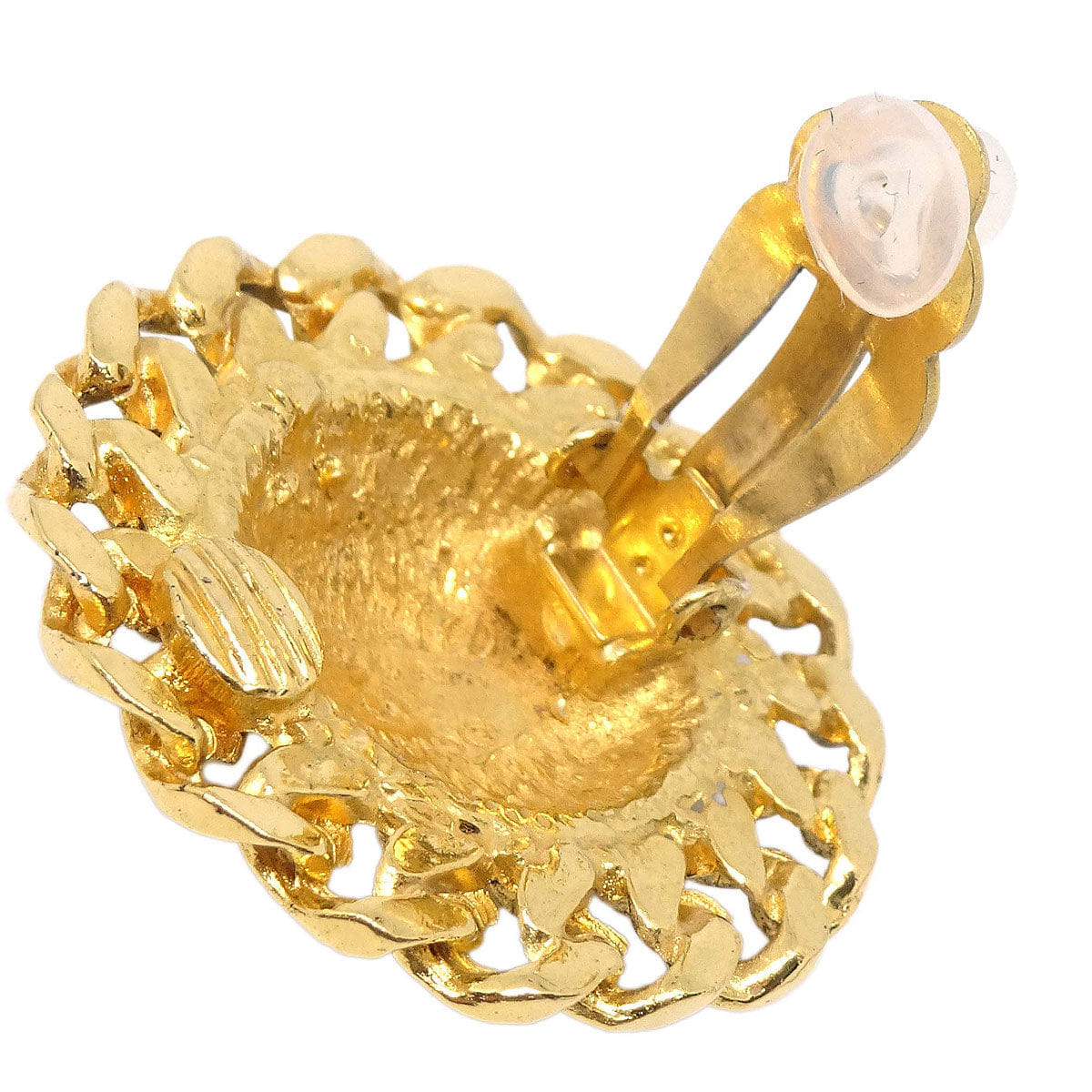Chanel Button Clip-On Earrings Gold