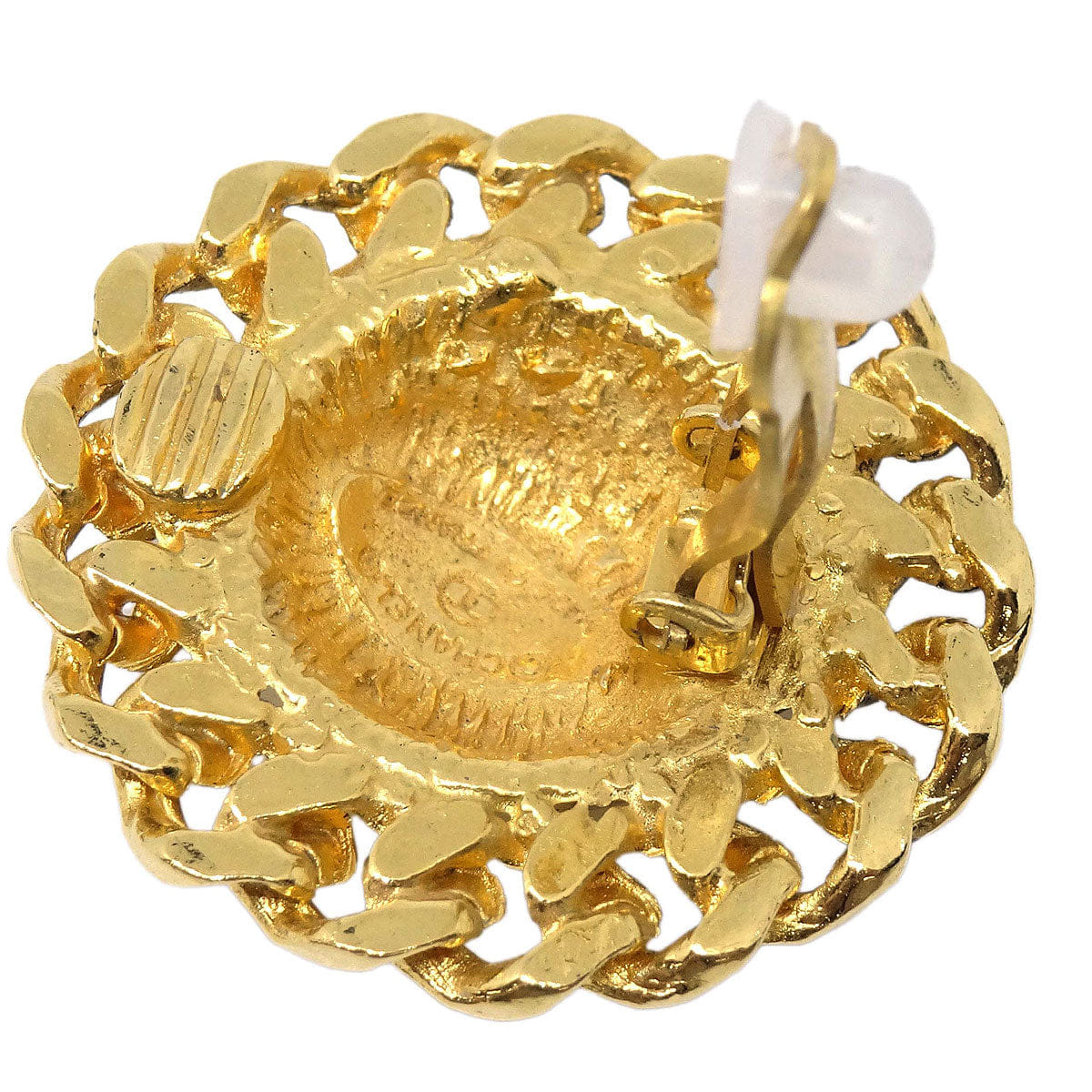 Chanel Button Clip-On Earrings Gold