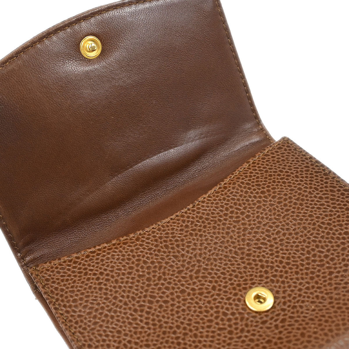 Chanel 1997-1999 Brown Caviar Skin Bifold Wallet