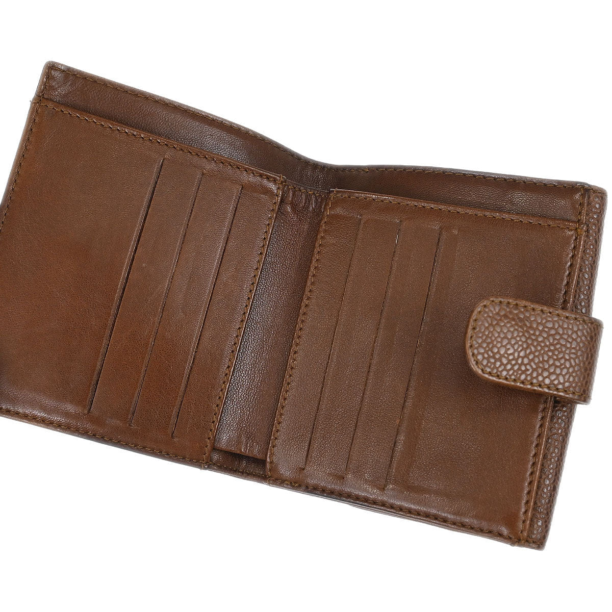 Chanel 1997-1999 Brown Caviar Skin Bifold Wallet
