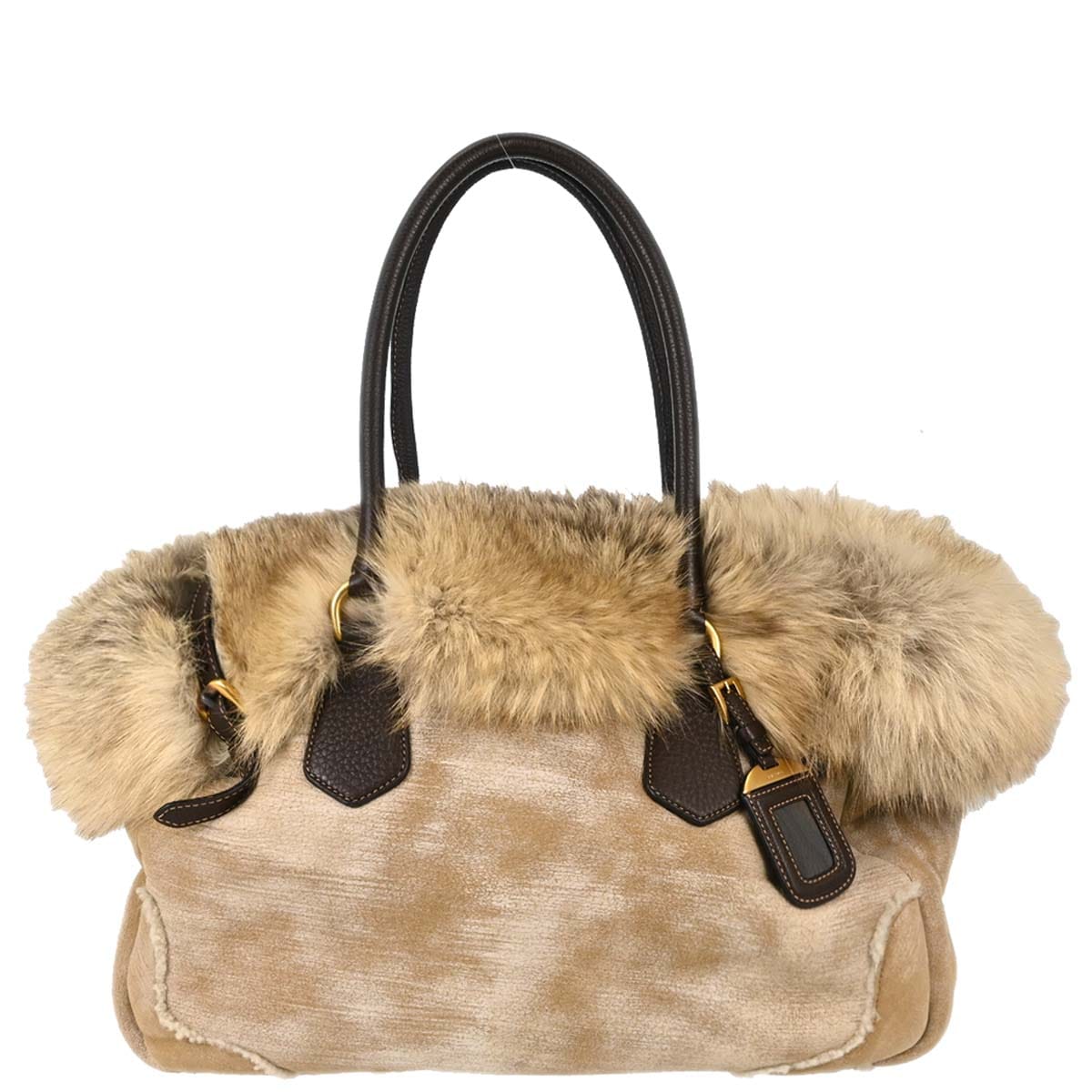 Prada * Beige Mink Fur Tote Handbag