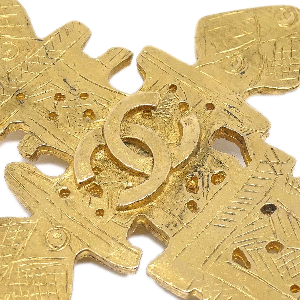 Chanel Cross Brooch Pin Gold 94P