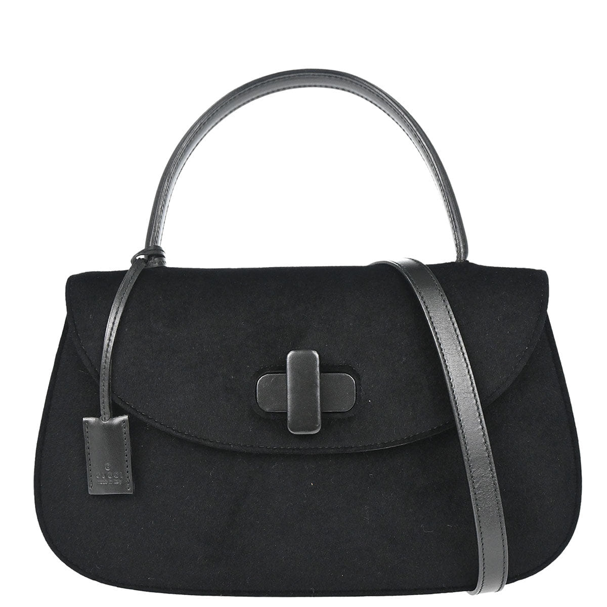 Gucci Black Felt 2way Shoulder Handbag