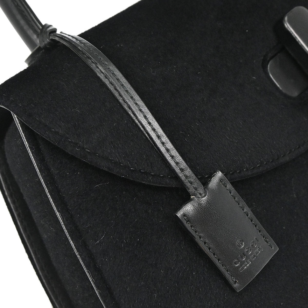Gucci Black Felt 2way Shoulder Handbag