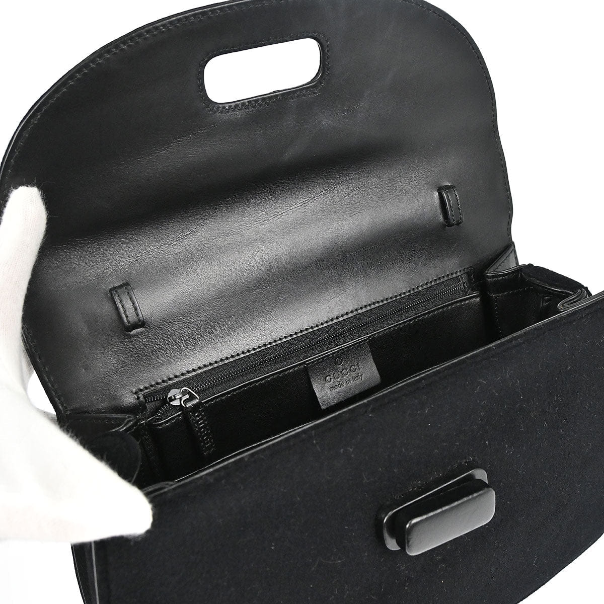 Gucci Black Felt 2way Shoulder Handbag