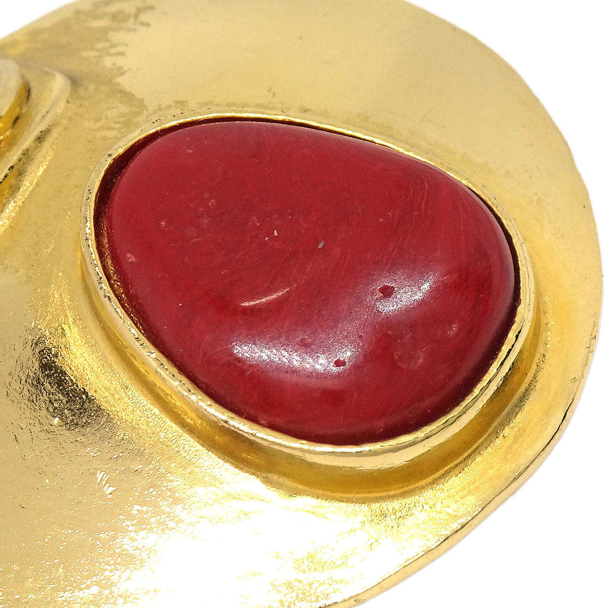 Chanel Medallion Brooch Pin Gold Stone 98P