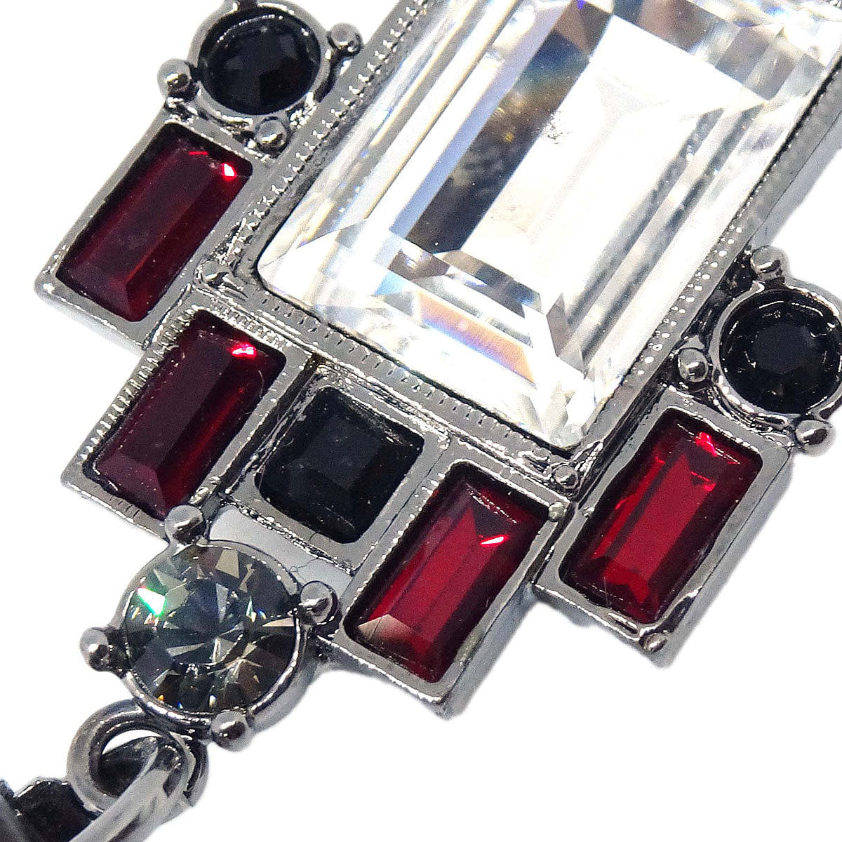 Chanel CC Clip-On Earrings Dangle Silver Rhinestone 05P