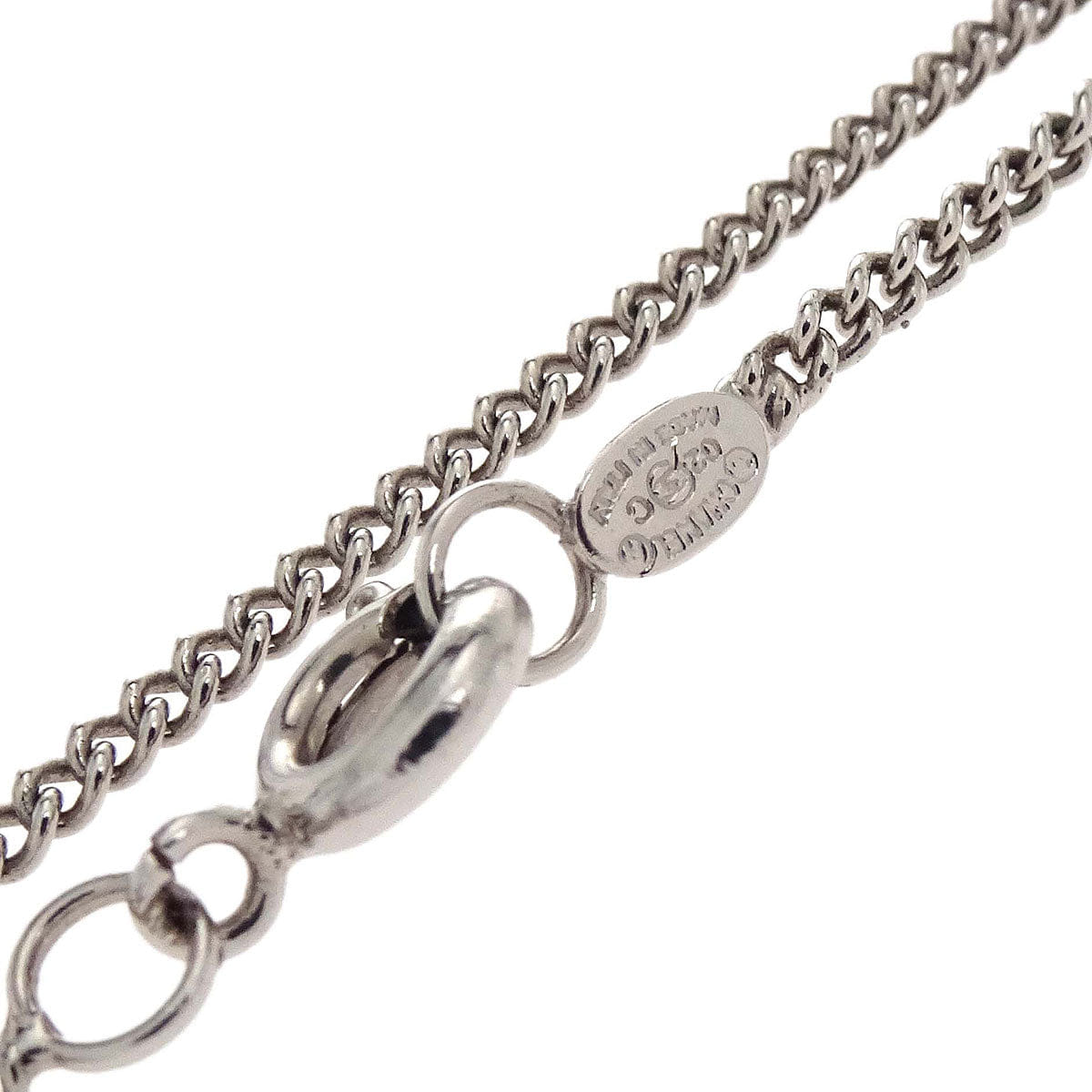 Chanel CC Chain Necklace Silver White 02C