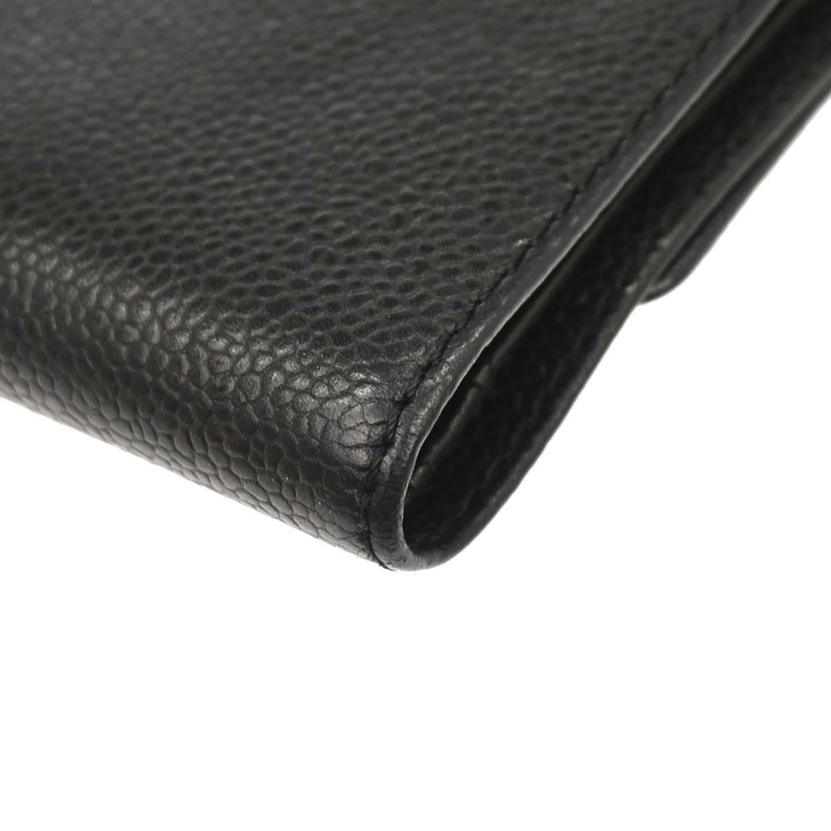 Chanel Damage Kana Kakunin Chanel Black Caviar Skin Trifold Wallet