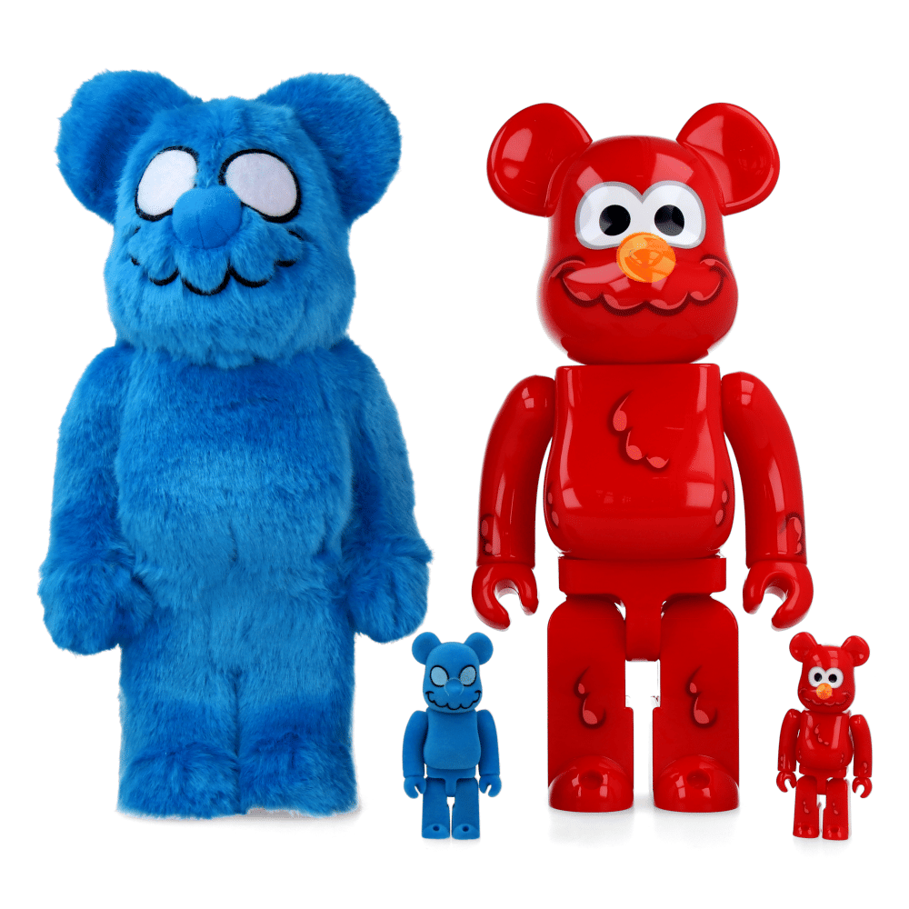 MEDICOM TOY 400% + 100% Bearbrick Coin Parking Delivery x Sesame Street Elmo (CPD Ver.) and Shiraishi-San (Sesame Street Ver.)