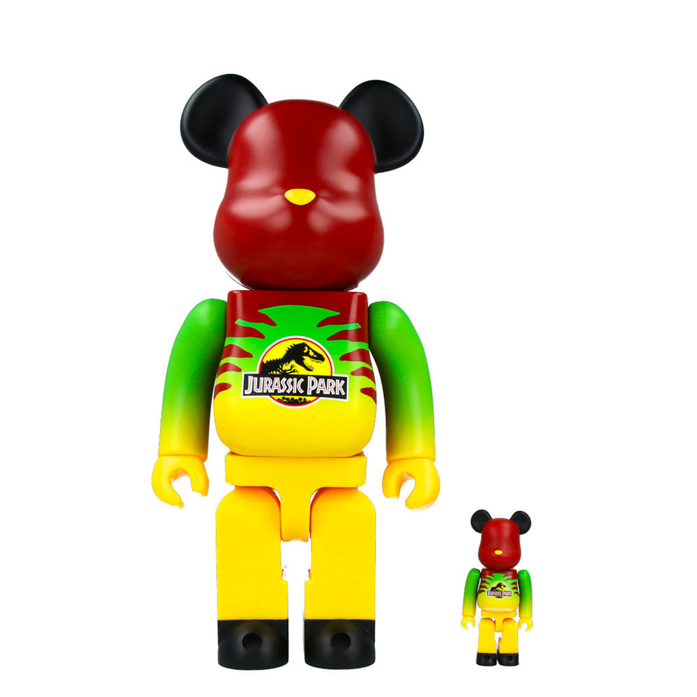 MEDICOM TOY 400% + 100% Bearbrick Jurassic Park (Green & Yellow)