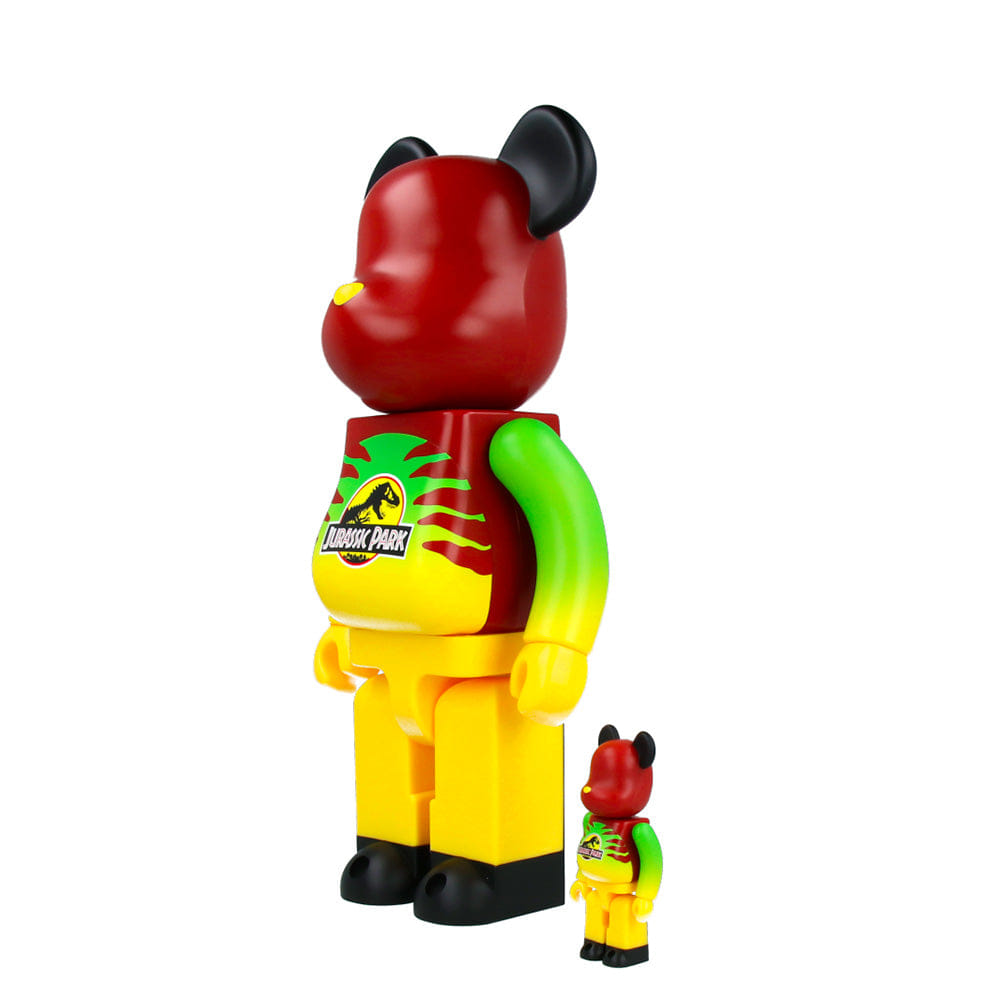 MEDICOM TOY 400% + 100% Bearbrick Jurassic Park (Green & Yellow)