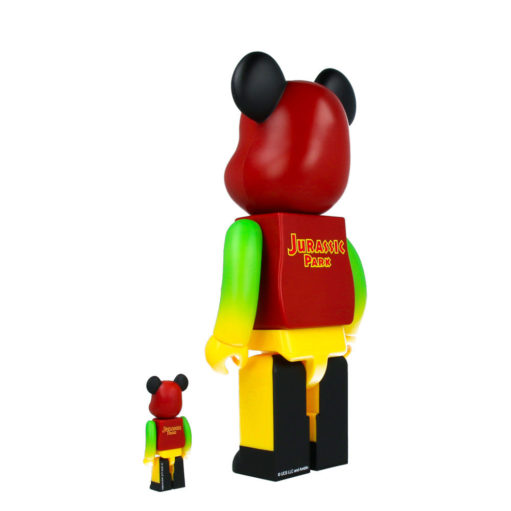 MEDICOM TOY 400% + 100% Bearbrick Jurassic Park (Green & Yellow)