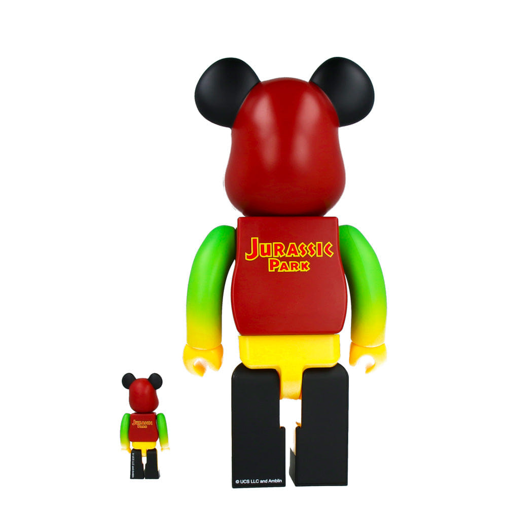 MEDICOM TOY 400% + 100% Bearbrick Jurassic Park (Green & Yellow)