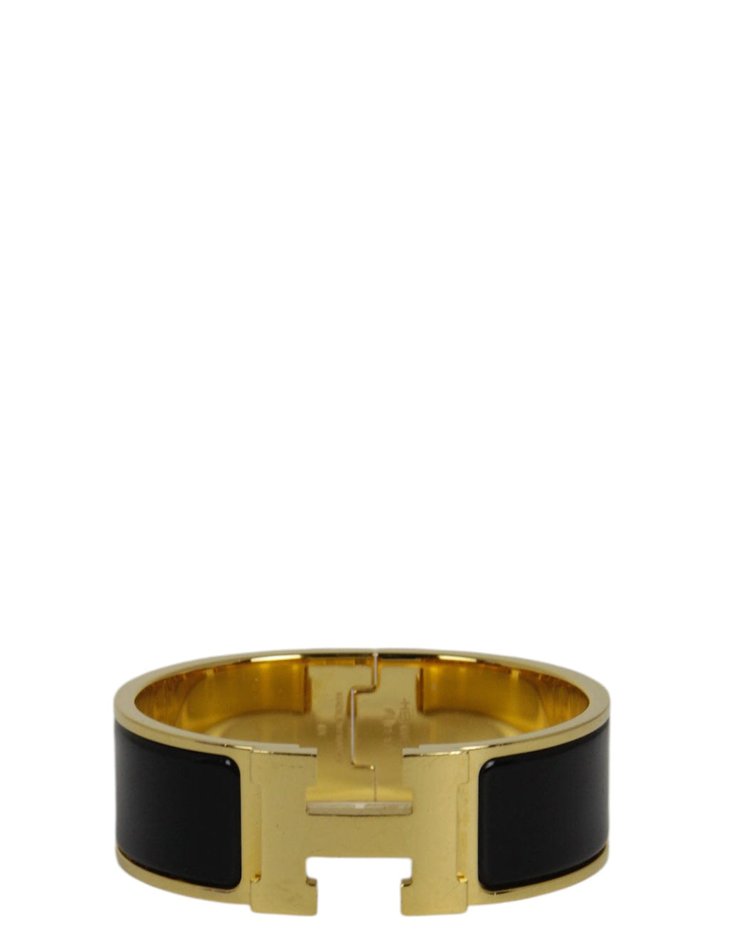 ASC Resale Hermes Black/Gold Wide H Clic Clac Bracelet sz PM