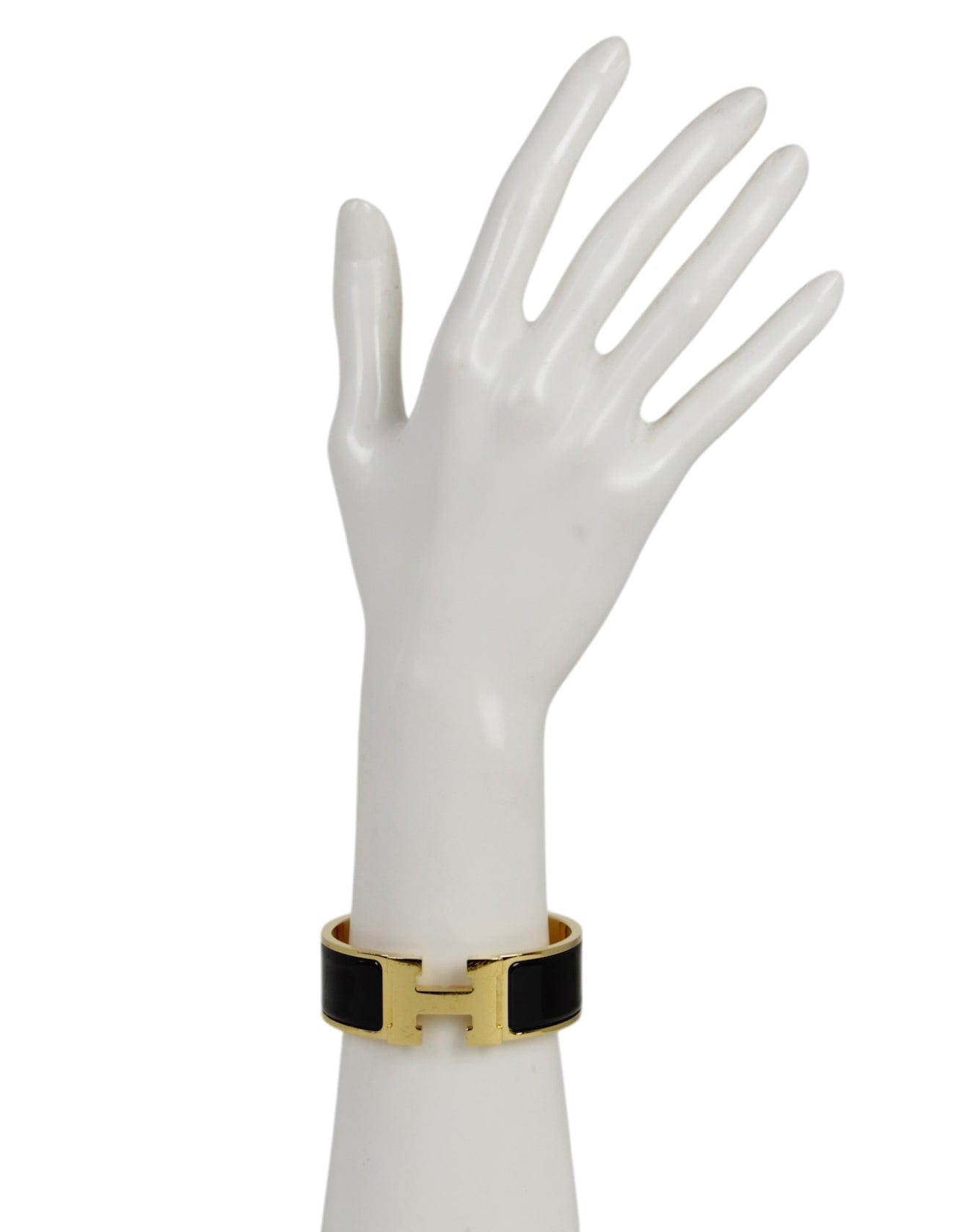 ASC Resale Hermes Black/Gold Wide H Clic Clac Bracelet sz PM
