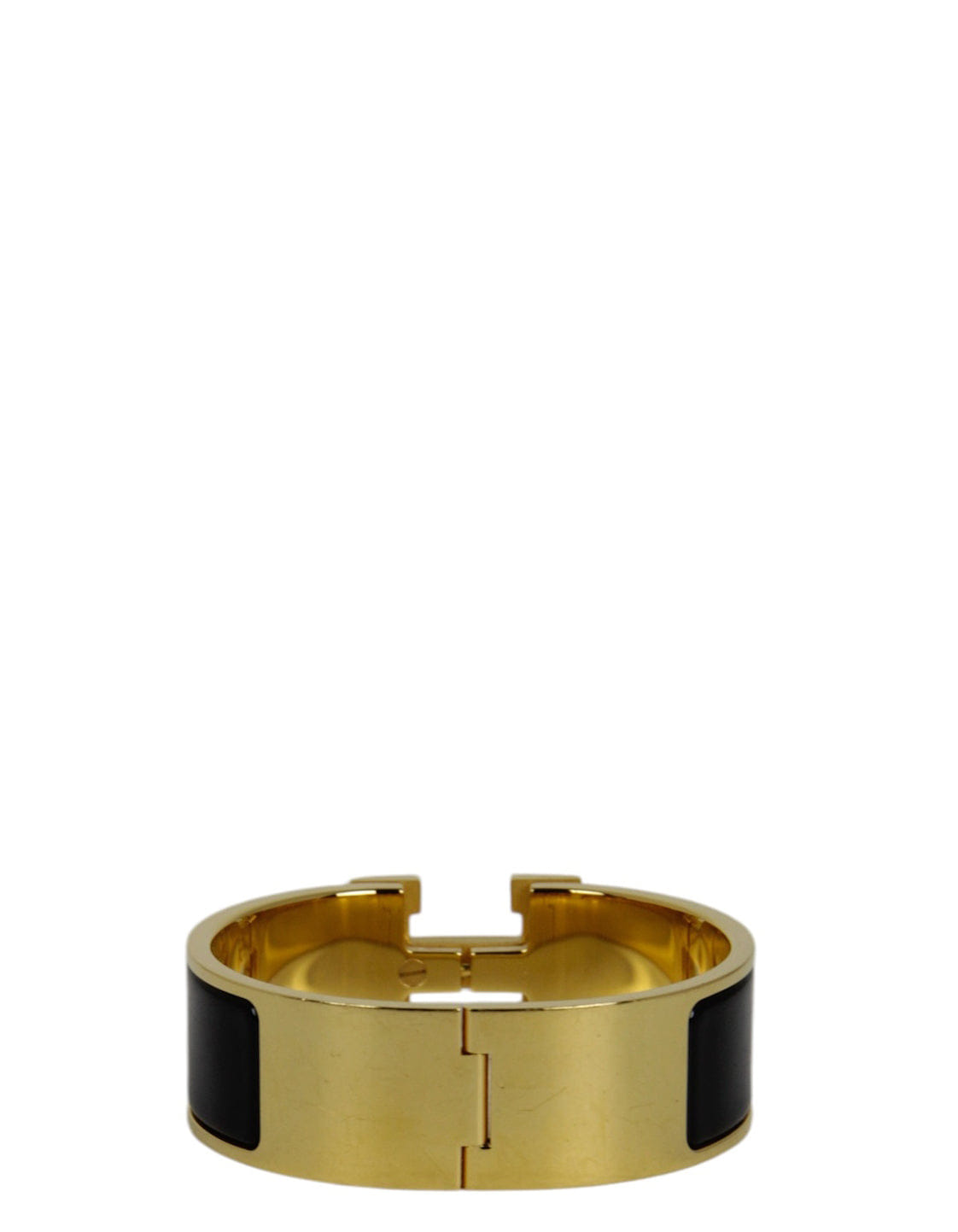 ASC Resale Hermes Black/Gold Wide H Clic Clac Bracelet sz PM
