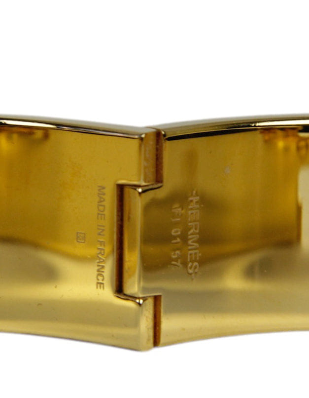 ASC Resale Hermes Black/Gold Wide H Clic Clac Bracelet sz PM