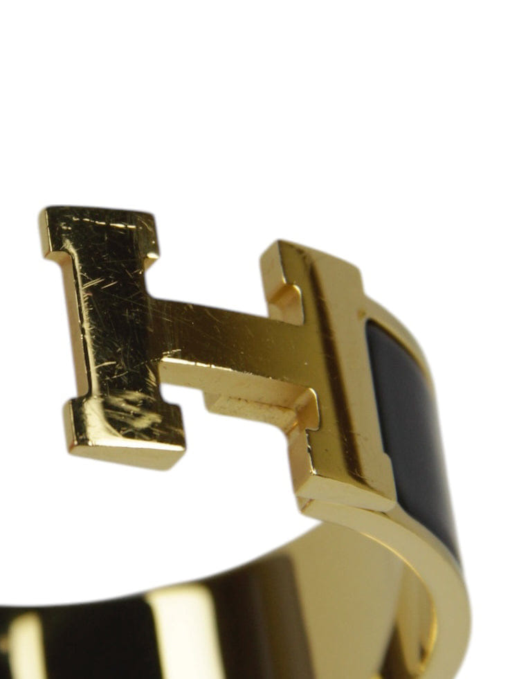 ASC Resale Hermes Black/Gold Wide H Clic Clac Bracelet sz PM