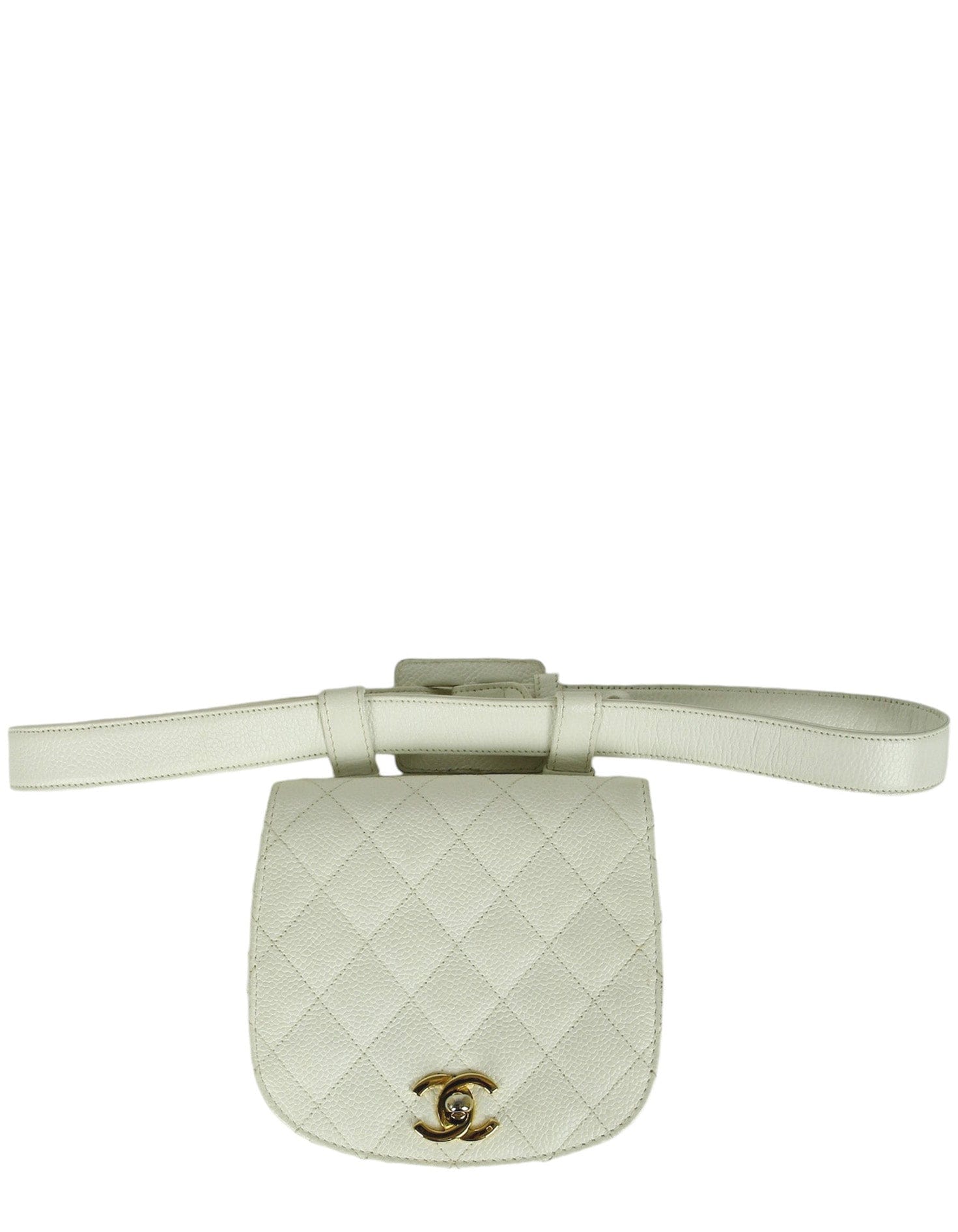 ASC Resale Chanel Vintage 1990s White Quilted Belt Bag sz 85/34"