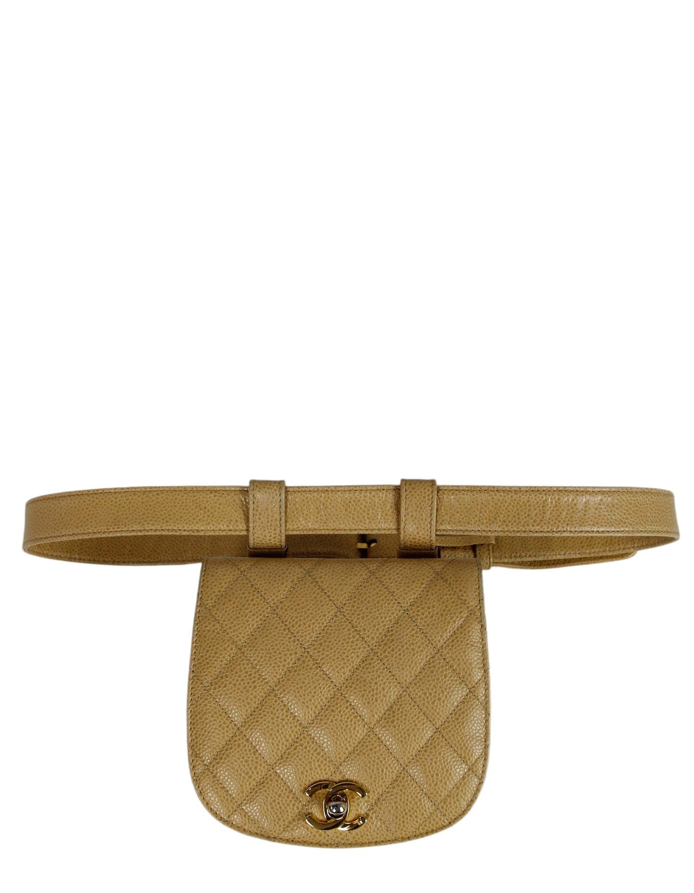 ASC Resale Chanel '90s Beige Caviar Quilted Belt Bag sz 85/34"