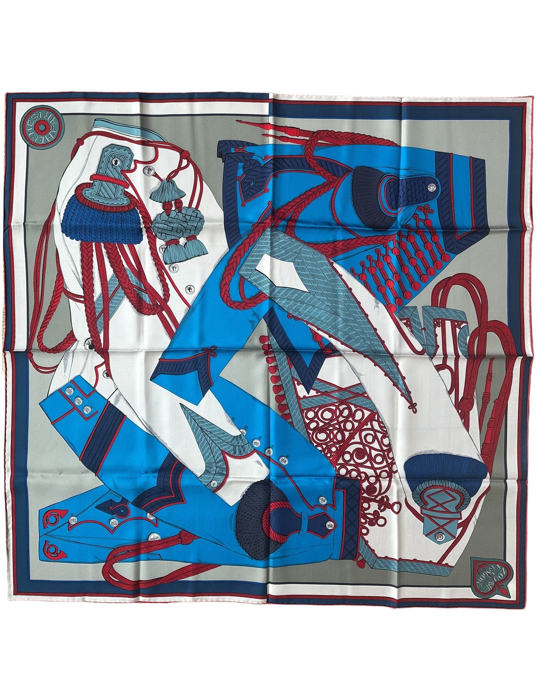 ASC Resale Hermes NEW Zouaves Et Dragons 90cm Silk Scarf