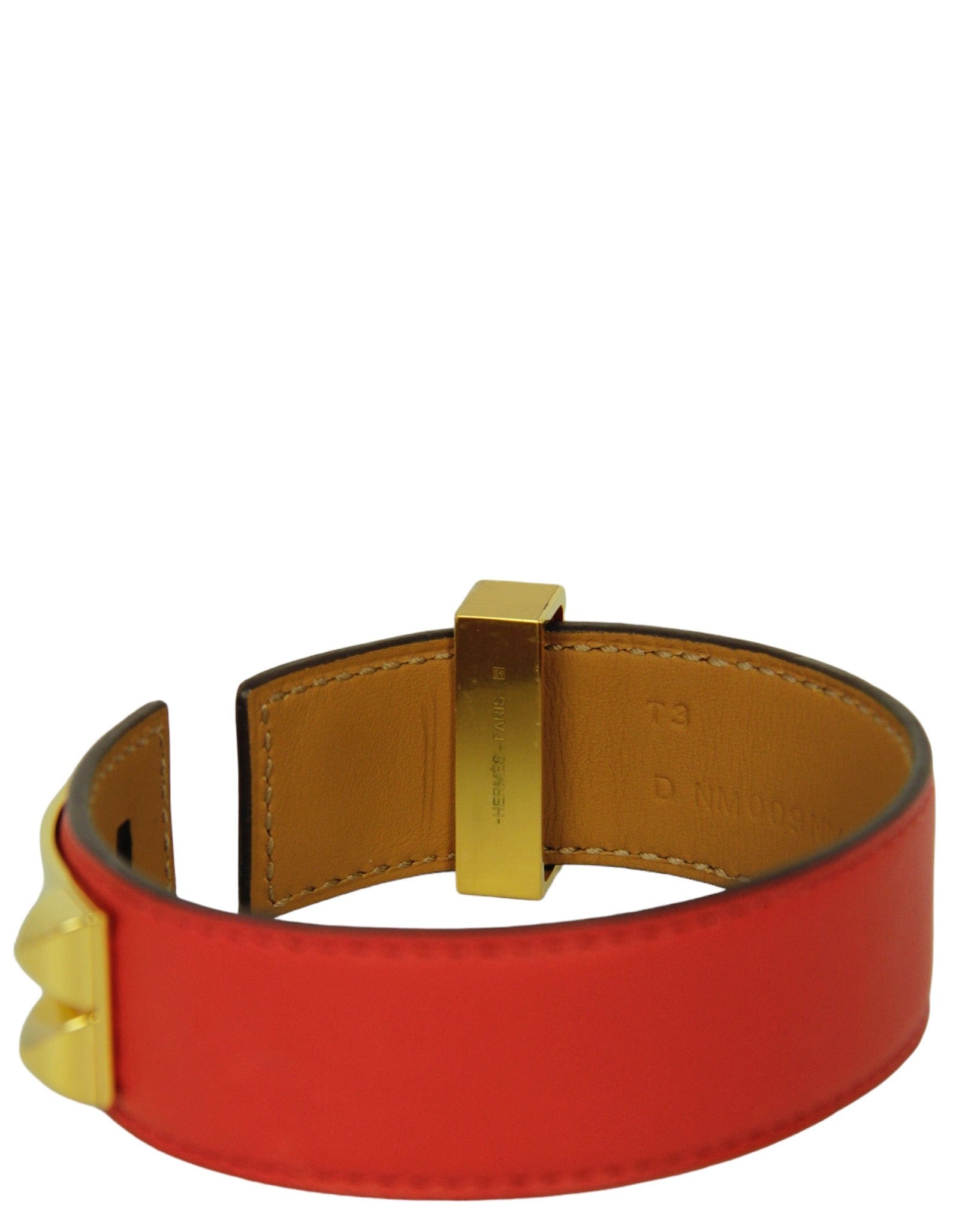 ASC Resale Hermes Red/Gold Collier de Chien 24 Bracelet sz T3