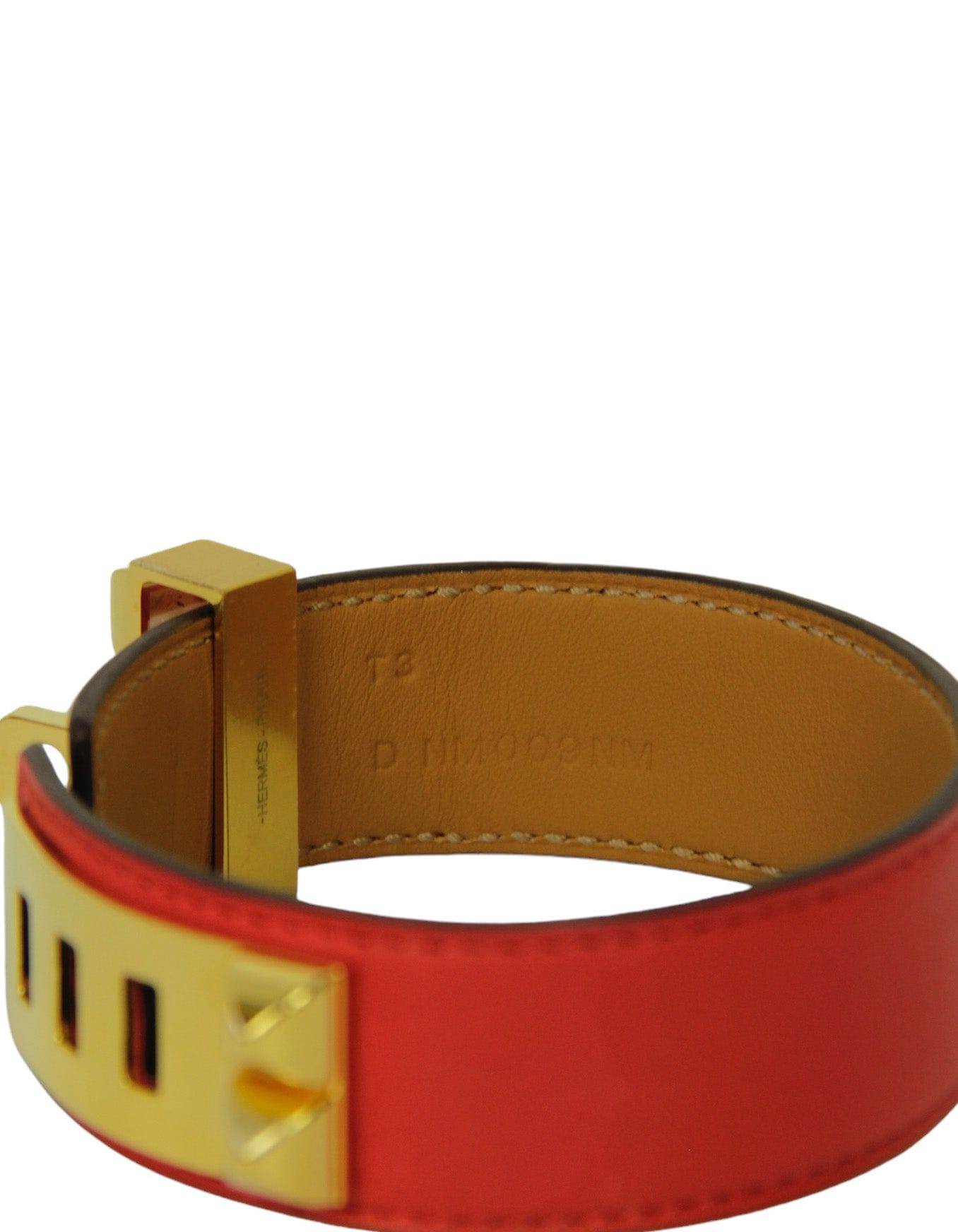 ASC Resale Hermes Red/Gold Collier de Chien 24 Bracelet sz T3