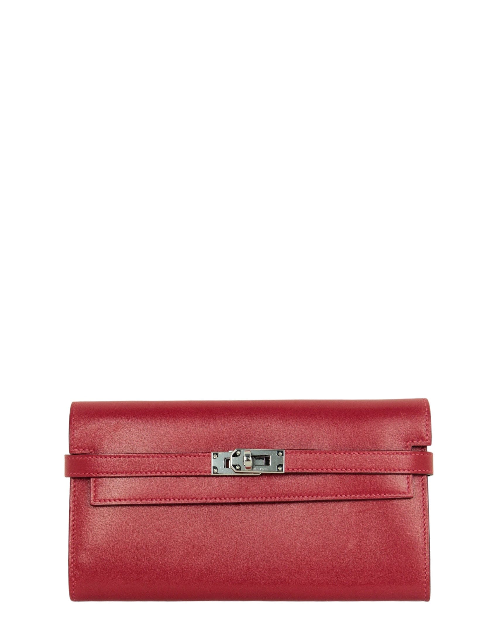 ASC Resale Hermes Red Leather Kelly Longue Wallet PHW