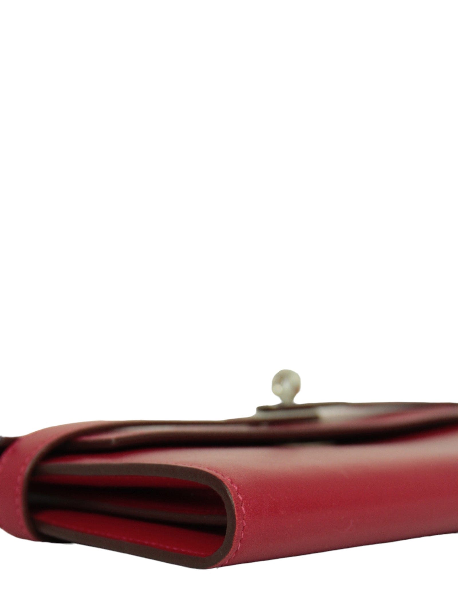 ASC Resale Hermes Red Leather Kelly Longue Wallet PHW