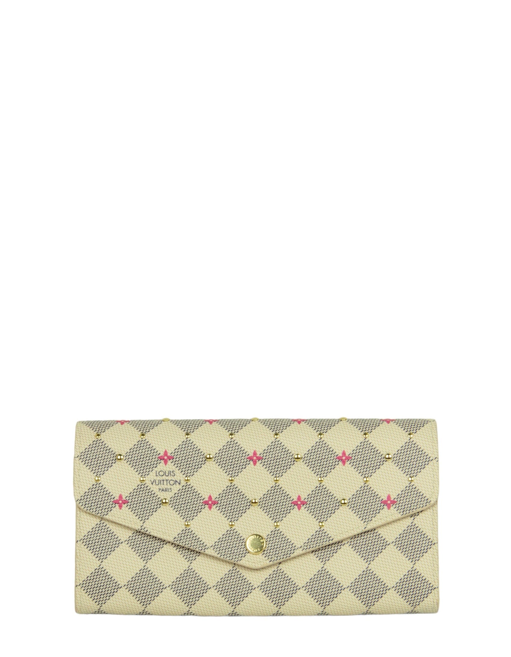 ASC Resale Louis Vuitton Damier Azur Fuchsia Studded Sarah Wallet NM