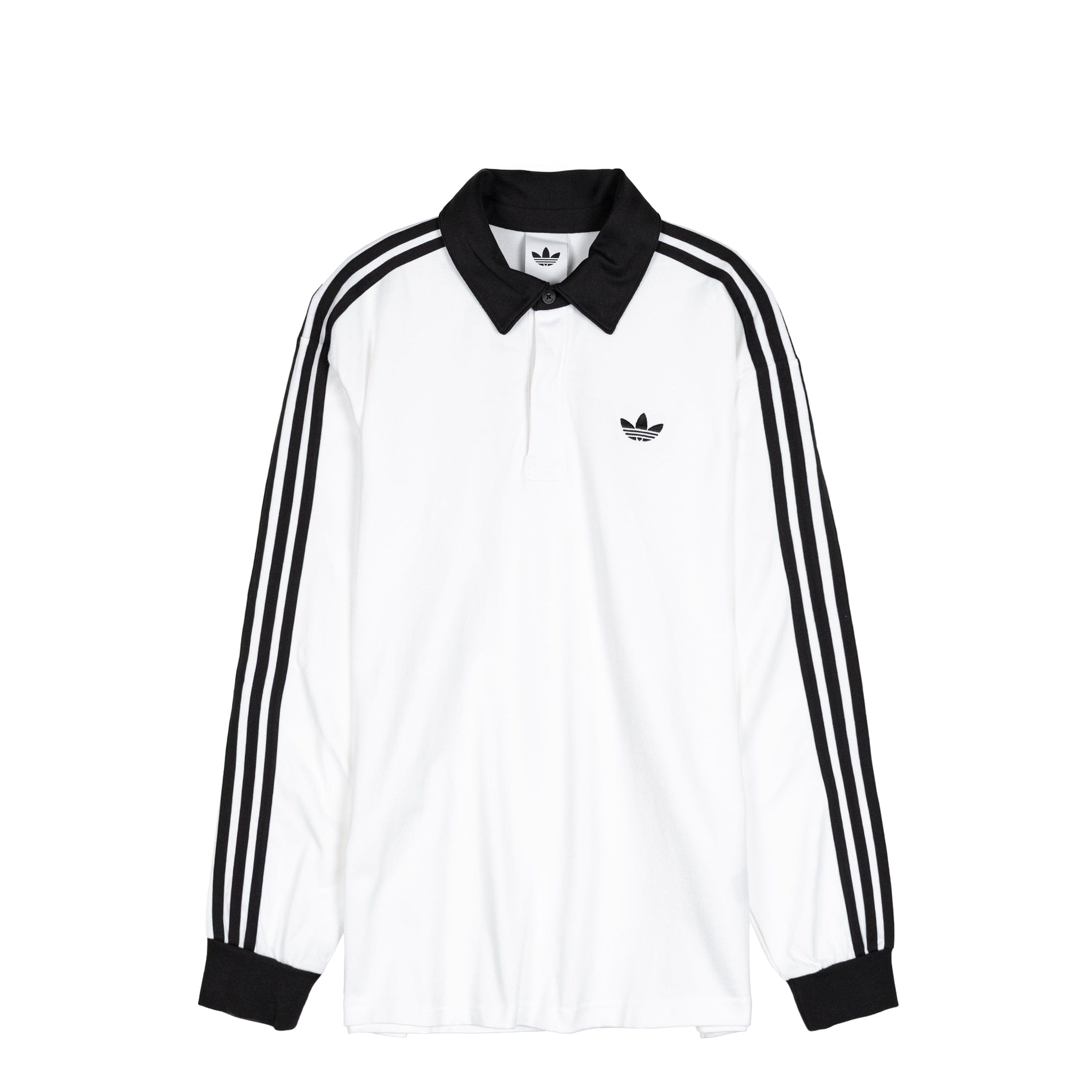 Adidas Three Stripes Rugby Long Sleeve Polo Shirt